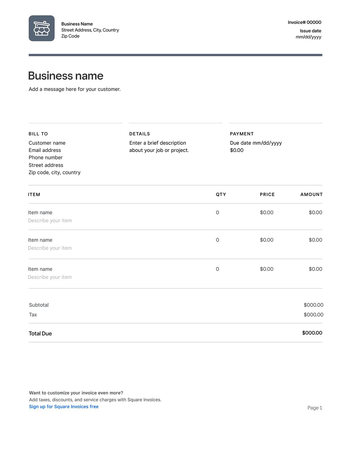 Free Invoice Form Templates